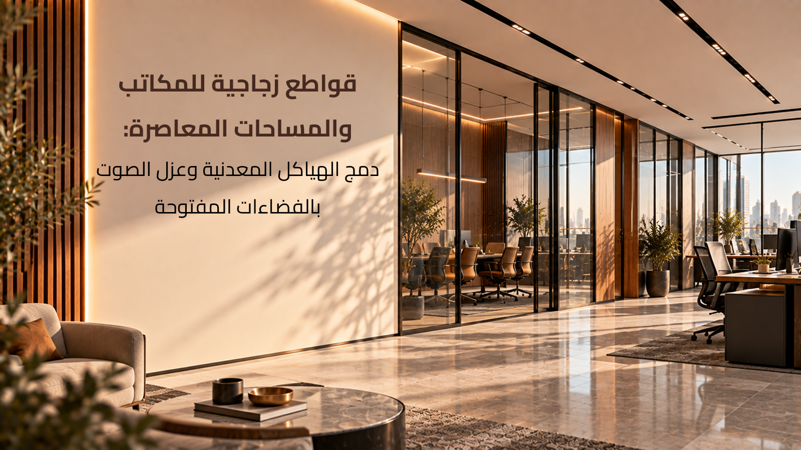 تركيب قواطع زجاجية للمكاتب بإطارات معدنية وزجاج سيكوريت عازل للصوت